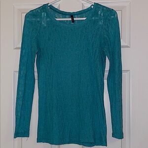 Long Sleeved Aqua Gauze Top